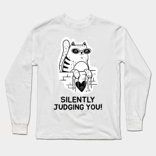 Silently judging you cute cat design Long Sleeve T-Shirt